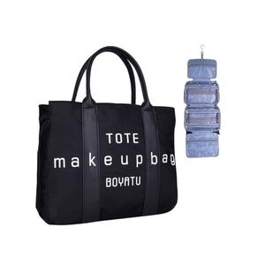 BOYATU Black Tote Makeup Bag
